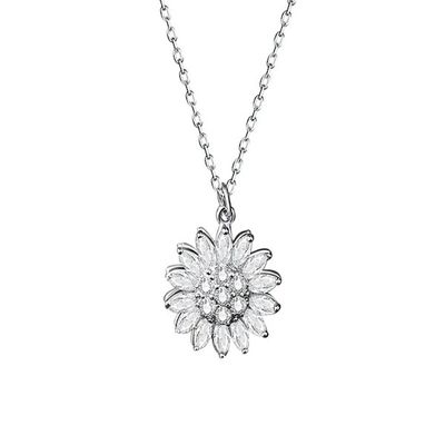 925 Sterling Women Necklaces Silver Daisy Necklace Cubic Zircon Cross