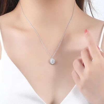 925 Sterling Women Necklaces Silver Daisy Necklace Cubic Zircon Cross