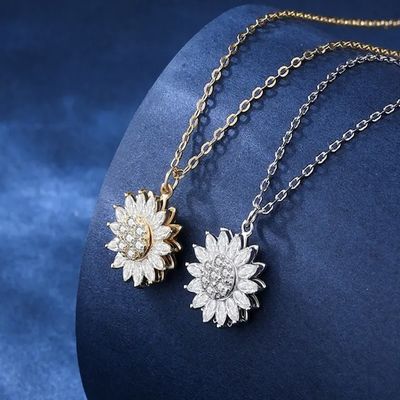 925 Sterling Women Necklaces Silver Daisy Necklace Cubic Zircon Cross