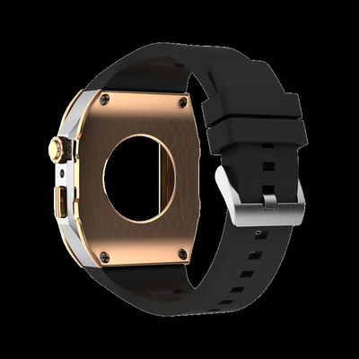 Apple Watch Band 44mm/45mm Luxury Carbon Fiber Watch Case,Men Rugged Case And Fluorine Rubber Wristband Compatible A