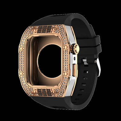 Apple Watch Band 44mm/45mm Luxury Carbon Fiber Watch Case,Men Rugged Case And Fluorine Rubber Wristband Compatible A
