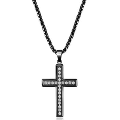 Trendy Custom Stainless Steel Cross Necklaces Gold Plated For Women Men