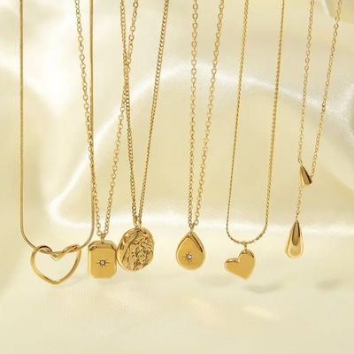 Waterdrop Jewelry Pendant Necklace Stainless Steel Heart Luxury Chain Necklace