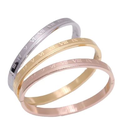 Four Colors Oval Bangle Bracelet Classic Customized Rose Gold Bangle Bracelet