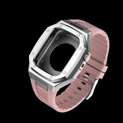 Luxury Metal Apple Watch Case 44mm Silicone Strap For Apple Watch 8 7 6