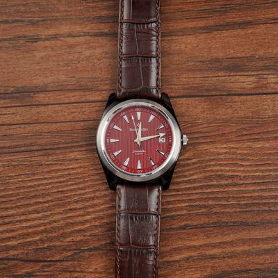 Modern Men'S Quartz Watch Leather Quartz Watch With Stainless Steel Band