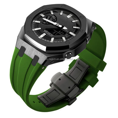 GA2100 Casio G Shock Watch Case Modified With Silicon Band Strap In 316 Stainless Steel