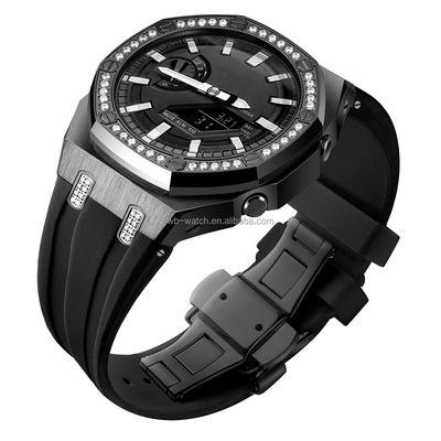 Custom Luxury Mod Kit Silicone Band And Stainless Steel Watch Case For Casioak Ga 2100