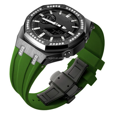 Custom Luxury Mod Kit Silicone Band And Stainless Steel Watch Case For Casioak Ga 2100