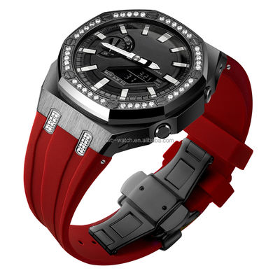 Custom Luxury Mod Kit Silicone Band And Stainless Steel Watch Case For Casioak Ga 2100
