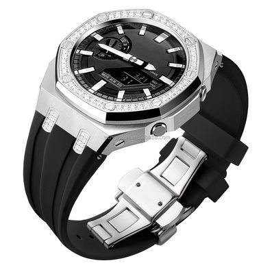 5th Generation Custom Luxury Mod Kit For Casioak Ga 2100 Silicone Band And Diamond Set