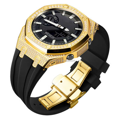 Luxury Ga2100 5Th Generation Full Diamond Watch Case Rubber Strap Resin Watch Band Kit