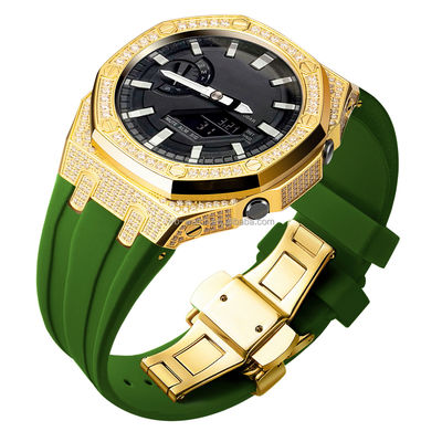 Luxury Ga2100 5Th Generation Full Diamond Watch Case Rubber Strap Resin Watch Band Kit