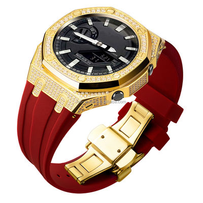 Luxury Ga2100 5Th Generation Full Diamond Watch Case Rubber Strap Resin Watch Band Kit