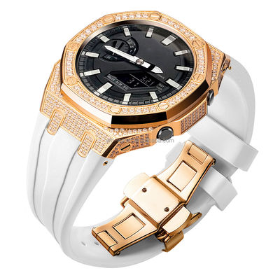 Luxury Ga2100 5Th Generation Full Diamond Watch Case Rubber Strap Resin Watch Band Kit