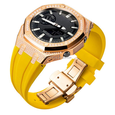 Luxury Ga2100 5Th Generation Full Diamond Watch Case Rubber Strap Resin Watch Band Kit