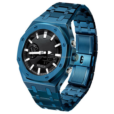 5th Gen Mod Kit For Casioak G Shock GA2100 316L Blue Stainless Steel Watch Band And Case