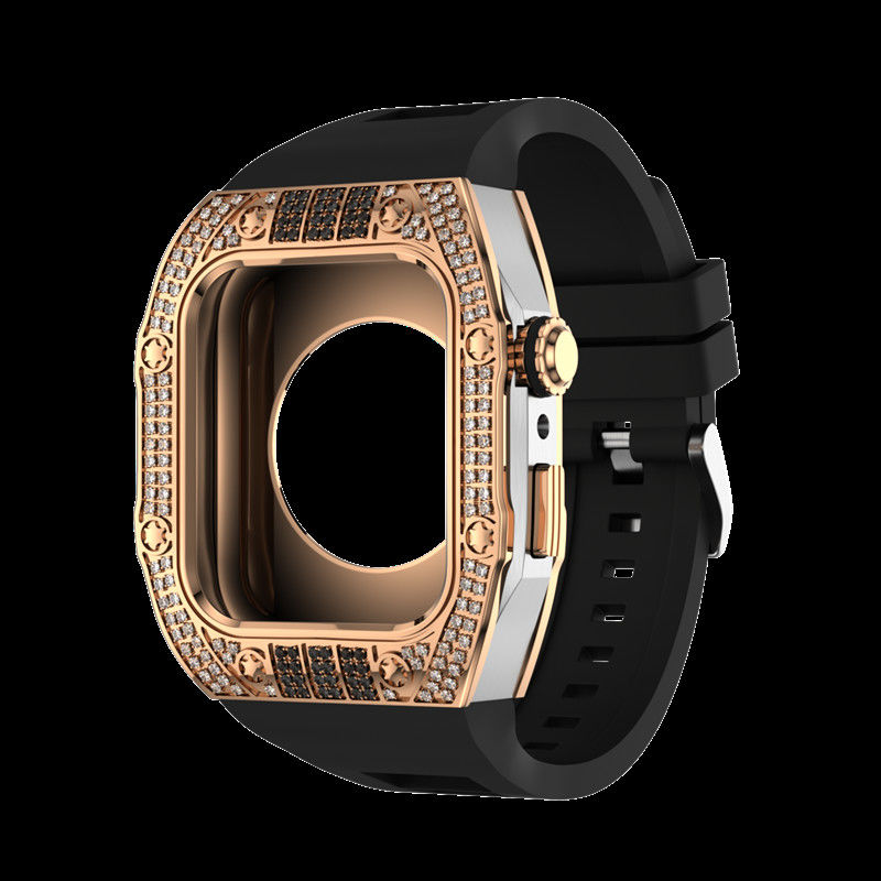 Apple Watch Band 44mm/45mm Luxury Carbon Fiber Watch Case,Men Rugged Case And Fluorine Rubber Wristband Compatible A
