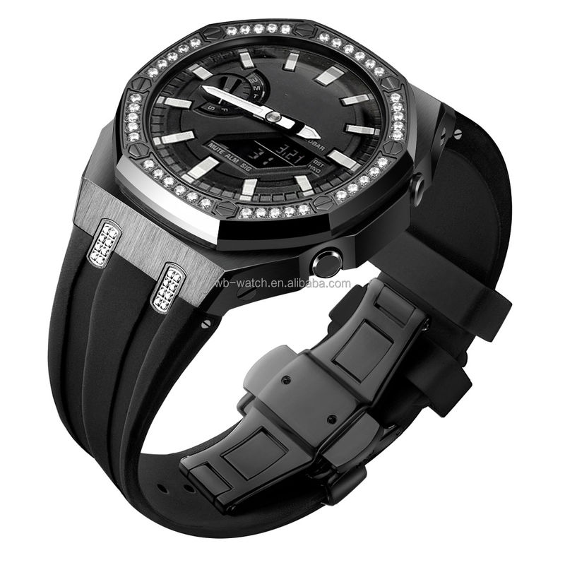 Custom Luxury Mod Kit Silicone Band And Stainless Steel Watch Case For Casioak Ga 2100