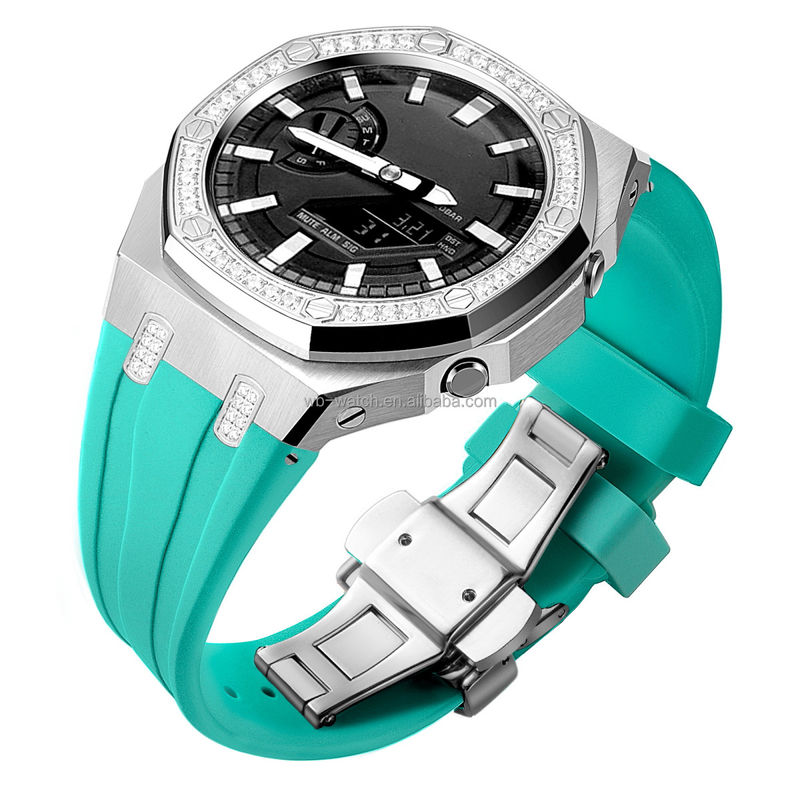5th Generation Custom Luxury Mod Kit For Casioak Ga 2100 Silicone Band And Diamond Set