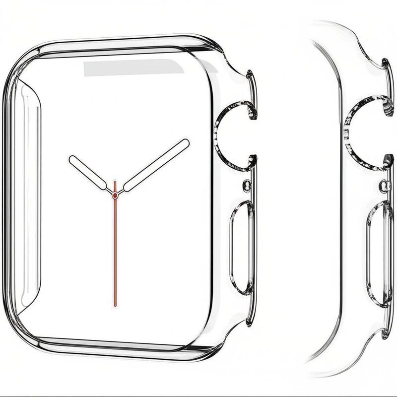 Transparent Apple Watch Case Offering Square Shape Shock Absorption Protective Cover Durable Compatible with Smartwatch