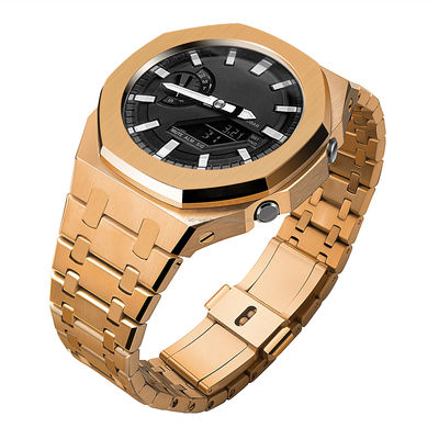 Casio Watch Casing Modified Stainless Steel Band dan Metal Bezel untuk G Shock Ga2100